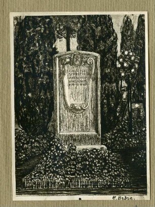 Entwurf eines Grabsteins : Entwurf eines Grabsteins. Zeichnung (wohl um 1910; C. Brose)