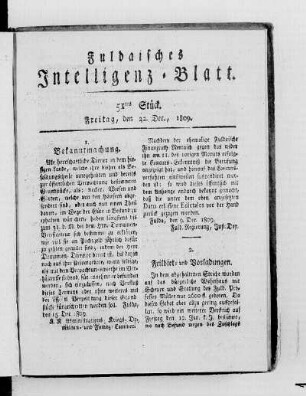 51tes Stück, Ausgabe vom 22. Dec. 1809