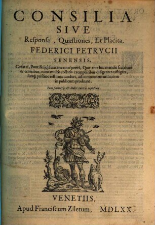 Consilia et quaestiones et disputationes : Consilia sive Respons.