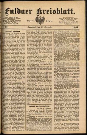 Ausgabe vom Samstag, den 18. September 1886.