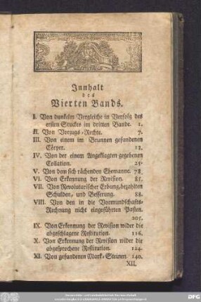 Innhalt des Vierten Bands.