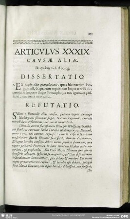 Articulus XXXIX. Causae Aliae