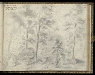 Zeichnung: Steinwand in der Rhön (1835)