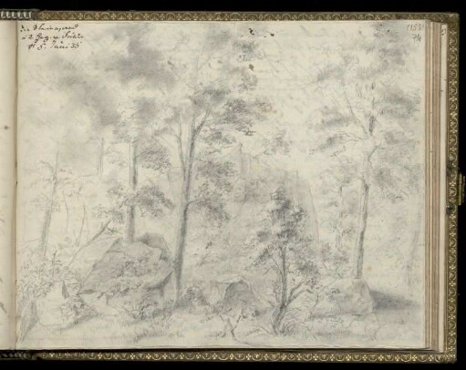 Zeichnung: Steinwand in der Rhön (1835)