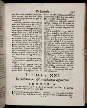 Titulus XXI. De ademptione, & translatione legatorum