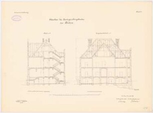 Amtsgericht, Bütow: Längsschnitt Querschnitt 1:100