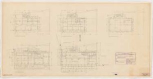 Kreissparkasse Wolgast: Ausführungsprojekt, Grundrisse KG, EG, 1. - 2. OG, Dachgeschoss 1:100