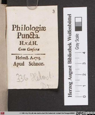 Philologiæ Puncta : Cum Censura