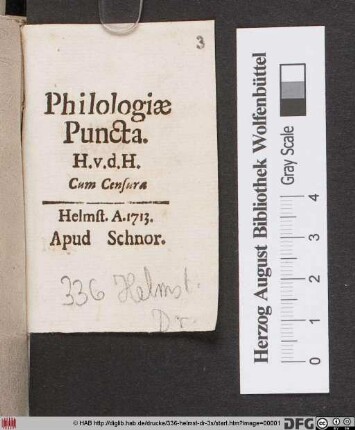 Philologiæ Puncta : Cum Censura