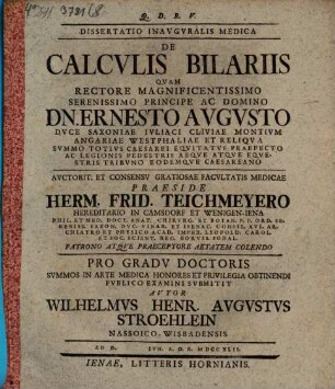 Diss. inaug. med. de calculis bilariis