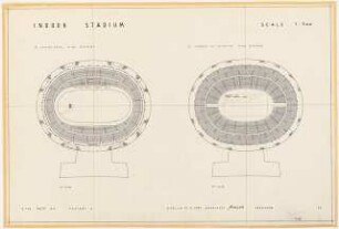 Sportfield Kairo Indoor Stadium: Variante A Grundrisse 2nd Floor at Cycling races, 3rd Floor at Handball or Ice-skating, 1:500