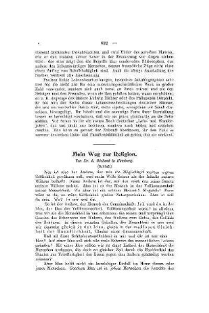 Mein Weg zur Religion : (Schluß)