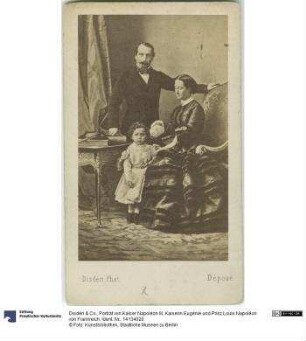 Porträt von Kaiser Napoléon III, Kaiserin Eugénie und Prinz Louis Napoléon von Frankreich
