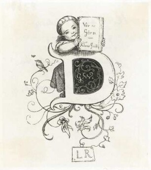 Richter, Ludwig: Initiale "D". Illustration aus der Folge "Voer de Goern" zu K. Groth. 1856. Holzschnitt von A. Gaber. 98 x 86 mm. Dresden: Kupferstich-Kabinett