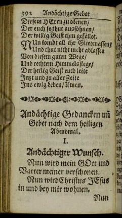 Andächtige Gedancken un Gebet nach dem heiligen Abendmal.