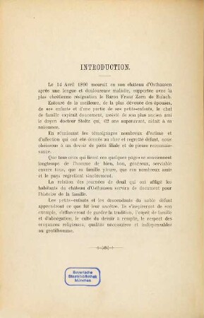 Zur Erinnerung an Baron Franz Zorn von Bulach : 15. Juli 1828 - 14. April 1890 = À la mémoire du Baron Franz Zorn de Bulach