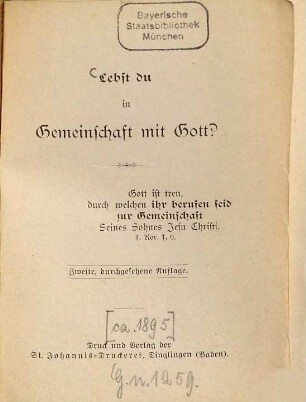 Lebst du in Gemeinschaft mit Gott?