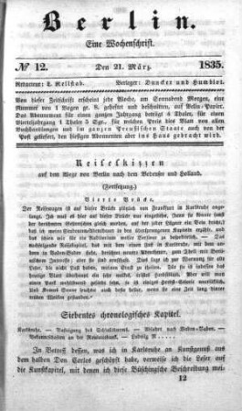 No. 12, 21. März 1835