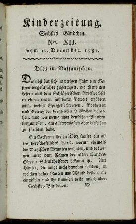 Nro. XII. vom 17. December 1781