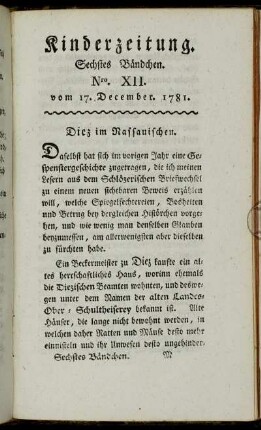 Nro. XII. vom 17. December 1781