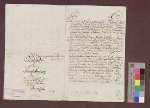 Martin Homberger zu Leutschenbach, Vogelbacher Vogtei, verkauft ein Stück Wald im Kaltenbacher Bann an die badische Landesadministration um 33 Gulden.