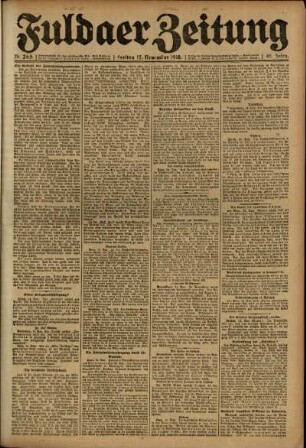 Ausgabe vom Freitag, den 15. November 1918.
