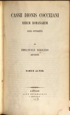 Cassii Dionis Cocceiani Rerum Romanarum libri octoginta, 2