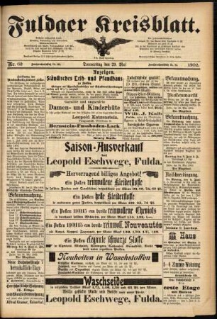 Zweite Ausgabe vom Donnerstag, den 29. Mai 1902.