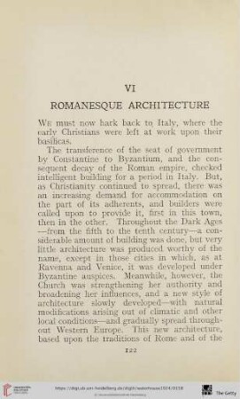 VI. Romanesque Architecture