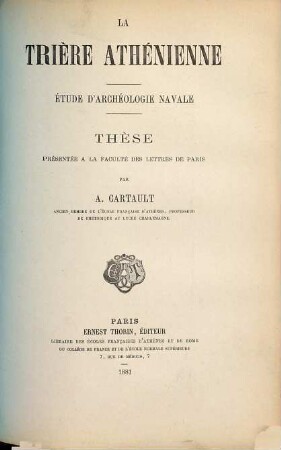 La trière athénienne : étude d'archéologie navale