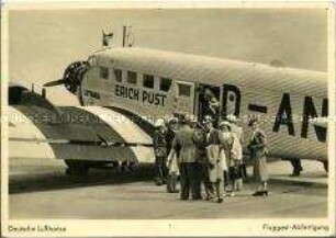 Fluggäste beim Einstieg in eine Junkers Ju 52 der Lufthansa