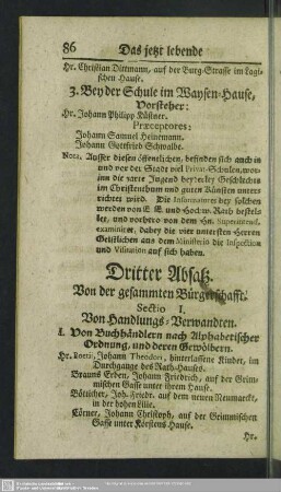 Dritter Absatz. Berufsklassen und Gewerbebetriebe : Dritter Absatz. Von der gesammten Bürgerschafft