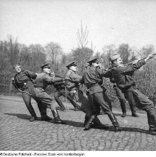Pioniere beim Bäumefällen Dohnaer Straße