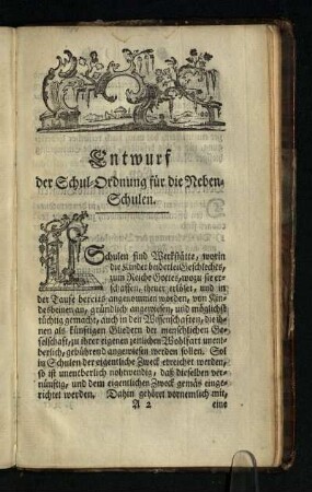 Entwurf der Schul-Ordnung fuer die Neben-Schulen