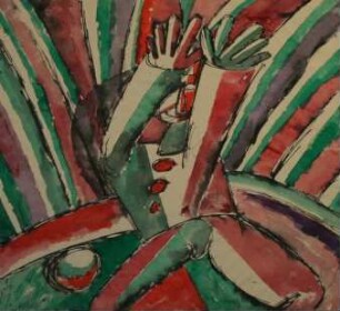 Pierrot mit erhobenen Armen