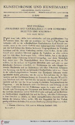 Neue Folge 30 = Jahrgang 54: Max Dvořáks "Idealismus und Naturalismus in der gotischen Skulptur und Malerei"