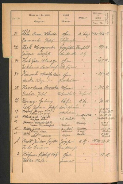 Standesamtsbuch der Stadt Aschaffenburg: Register Eheschließungen 1927 - 1929