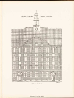 Friedrich-Werdersches Gymnasium und Gemeindedoppelschule in der Bochumer Straße, Berlin: Ansicht von der Straßenseite Mittelbau (aus: Neubauten der Stadt Berlin, Bd. IX,
