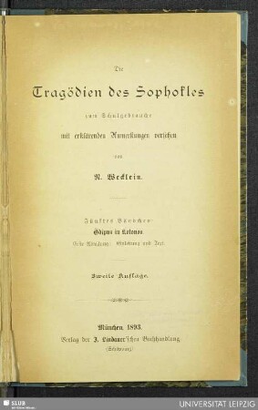 5,1: Ödipus in Kolonos : 1. Abt.: Einleitung und Text