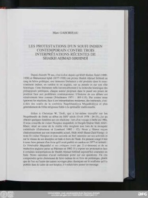 Marc Gaborieau Les Protestations D'Un Soufi Indien Contemporian Contre Trois Interprétations Récentes De Shaikh Aḥmad Sirhindī