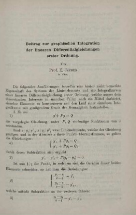 Beitrag zur graphischen Integration der linearen Differentialgleichungen erster Ordnung.