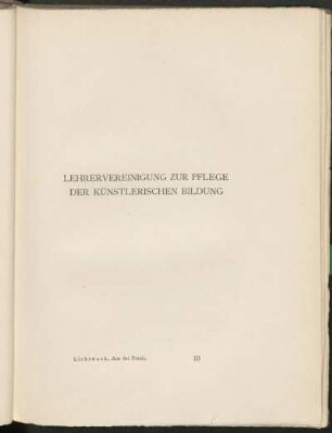 Lehrervereinigung zur Pflege der künstlerischen Bildung