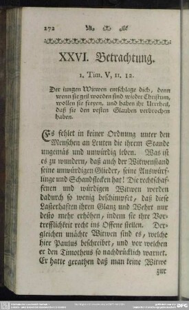 XXVI. Betrachtung. 1. Tim. V, 11. 12.