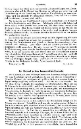 45-48, Der Entwurf zu dem Jugendgerichts-Notgesetz