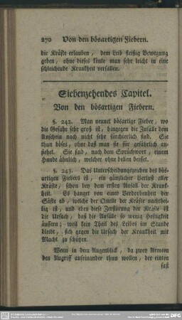 Siebenzehendes Capitel. Von den bösartigen Fiebern