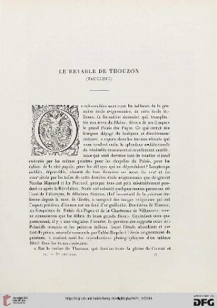 5. Pér. 9.1924: Le retable de Thouzon (Vaucluse)