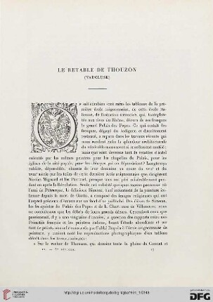 5. Pér. 9.1924: Le retable de Thouzon (Vaucluse)