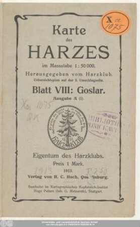 Blatt 8: Goslar : Messtischblätter: Lutter A. Bbge, Goslar, Seesen, Zellerfeld