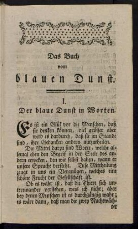 I. Der blaue Dunst in Worten.