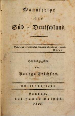 Manuskript aus Süd-Deutschland